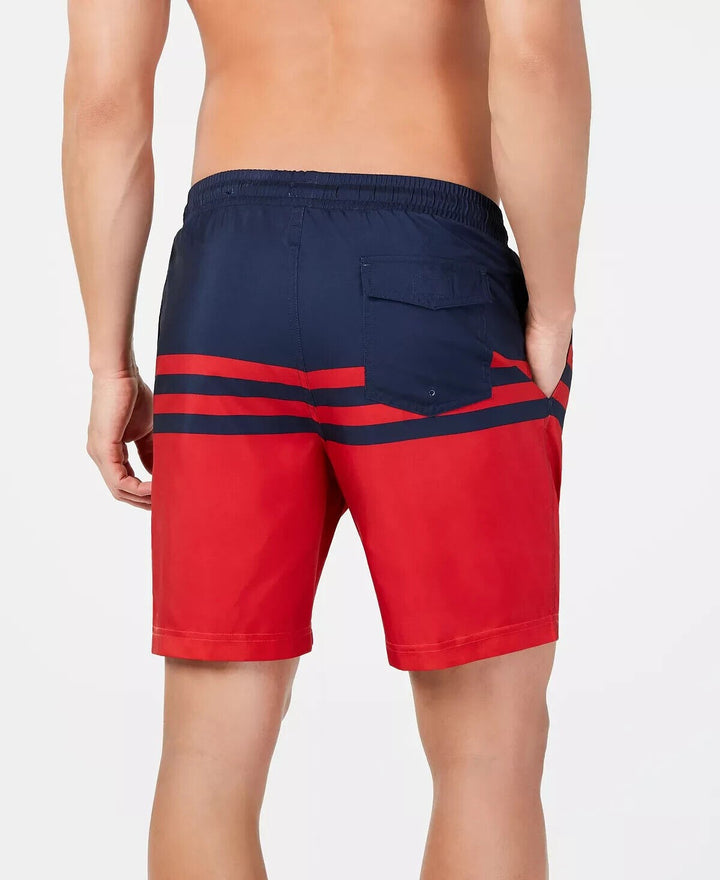 Translation missing: en.Club Room Men's Colorblocked 7" Quick Dry Swim Trunks Fire Red Combo-Small 28-30