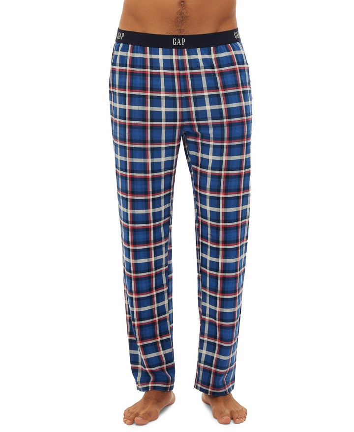 Translation missing: en.Gap Mens 2Pk. Waffle-Knit Jogger-Leg Pajama Pants Gray Heather/Blue Plaid-XL