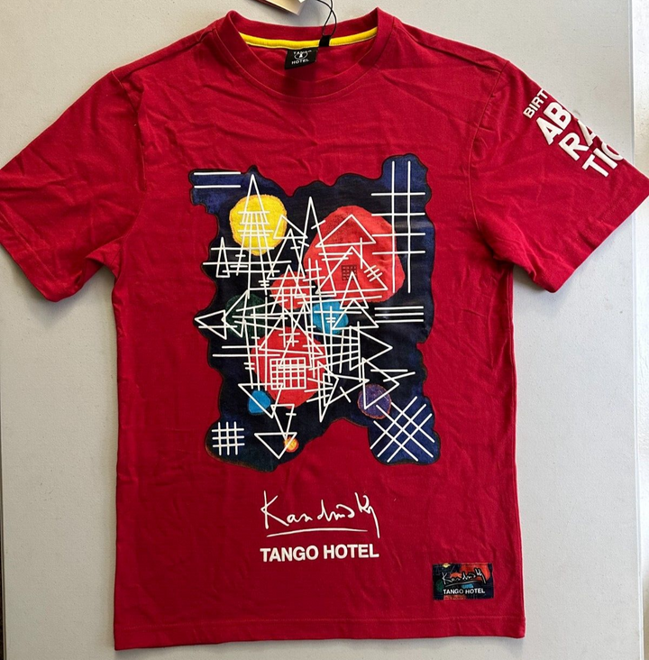 Translation missing: en.Tango Hotel Men's Kandinsky Veiled Glow T-Shirt in Red-Size Small