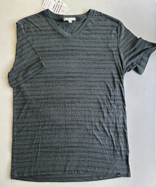 Translation missing: en.Threads 4 Thought Men's Dirt Road Stripe V-Neck T-Shirt Teal-2XL