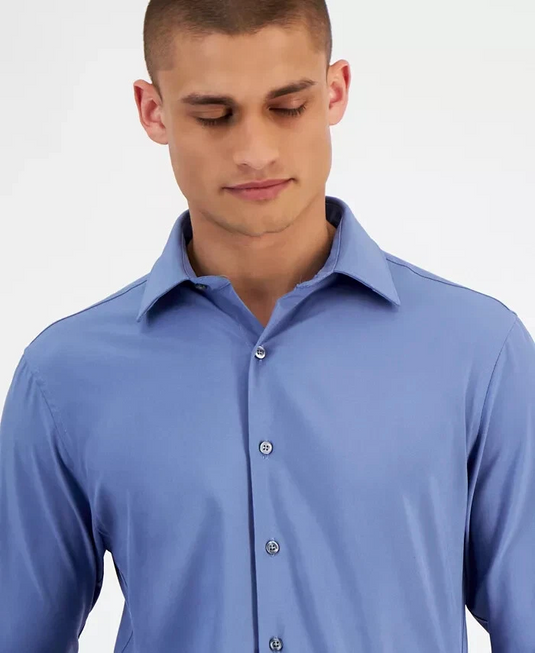 Translation missing: en.Alfani Men's Slim Fit 4-Way Stretch Dress Shirt Harbor Blue-17-17.5 34/35