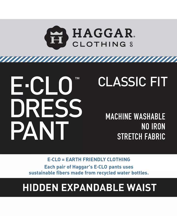 Translation missing: en.Haggar Men's Dress Pants 42x32 Taupe Eclo Stria Classic Fit Flat Front