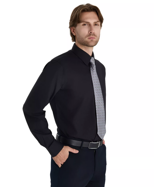 Translation missing: en.Club Room Men's Regular-Fit Dress Shirt Cotton Blend Deep Black XL 17-17.5 35/36