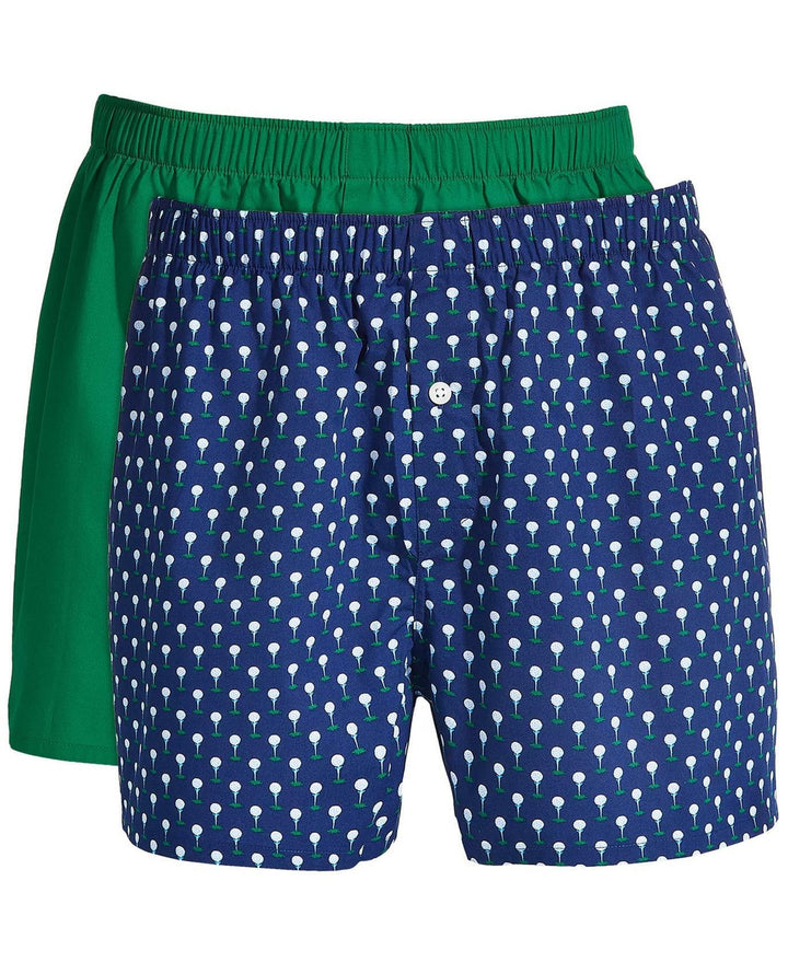 Translation missing: en.Club Room Men's 2-Pk. Regular-Fit Cotton Themed Boxers Blue Green Multi-2XL