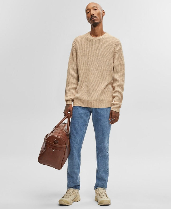 Translation missing: en.Mode of One Men's Long-Sleeve Relaxed Crewneck Sweater Tan-Small