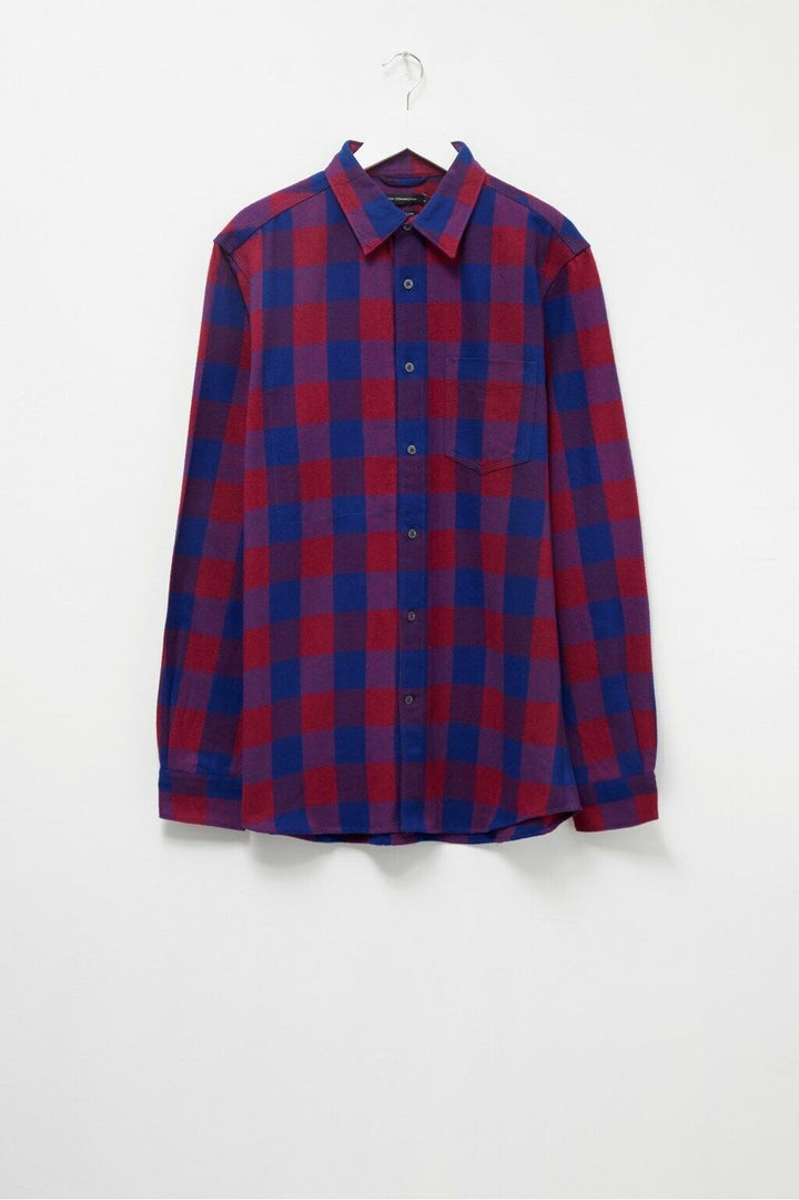 Translation missing: en.French Connection Kahama Flannel Check Shirt Plum/Blue-Size Small