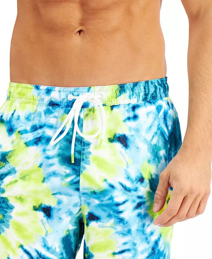 Translation missing: en.Calvin Klein Men's Regular-Fit Upf 50+ Sunburst Tie-Dyed Board Shorts Citrus-Sm
