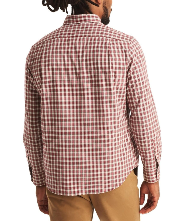 Translation missing: en.Nautica Men's Classic-Fit Wrinkle-Resistant Plaid Button-Up Shirt Naut Red-Small