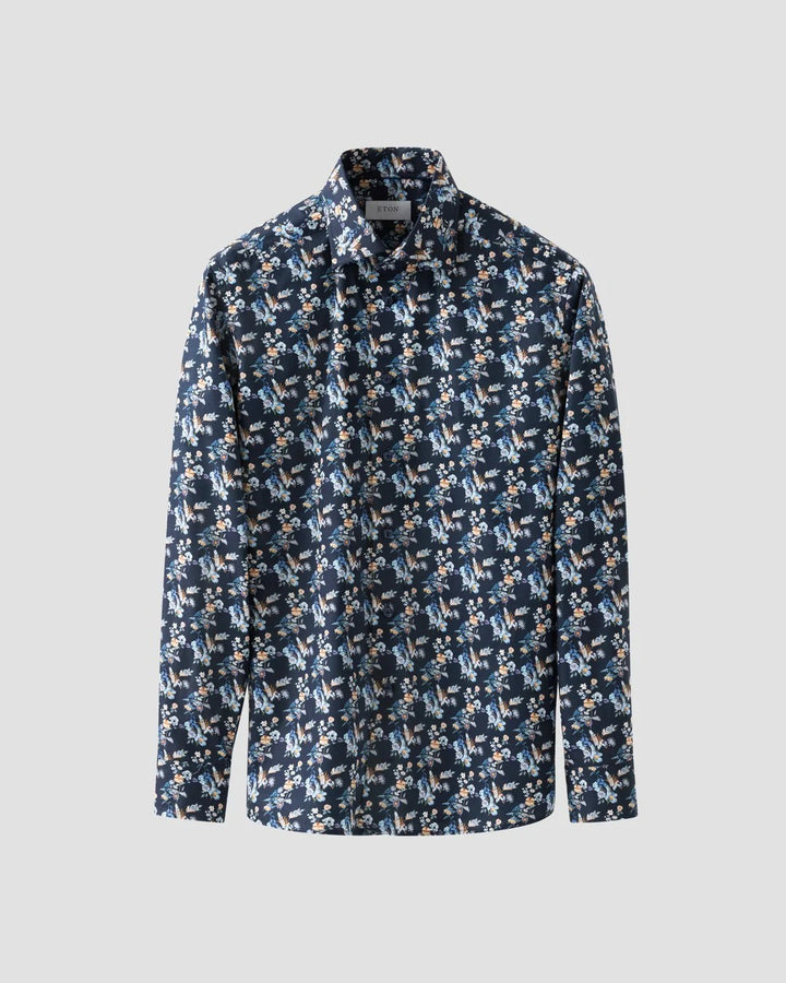 Translation missing: en.Eton Men's Men's Contemporary Fit Floral Print Twill Shirt Navy- EU38 US 15