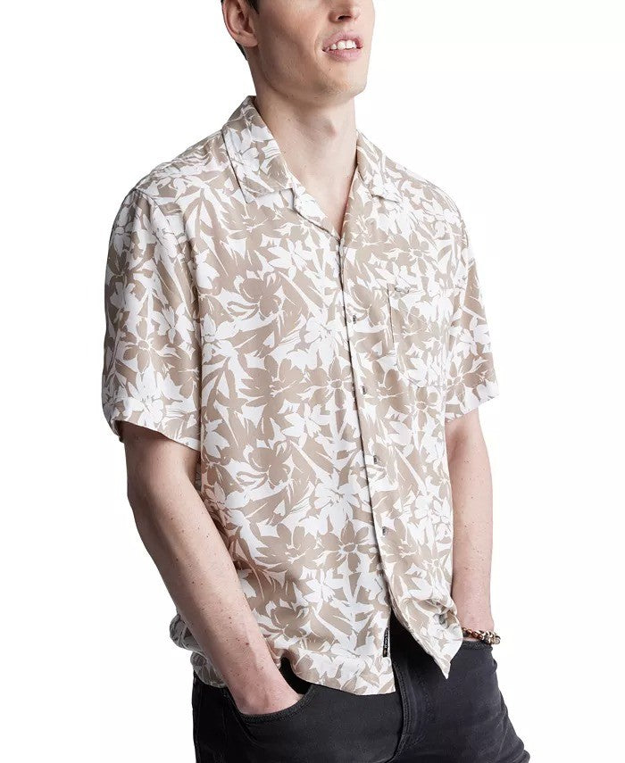 Translation missing: en.Buffalo David Bitton Men's Sandro Printed Short Sleeve Camp Shirt Tan-XL