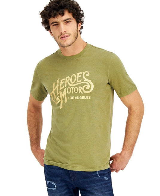 Translation missing: en.Heroes Motors Men's Crew Neck Signature Graphic T-Shirt in Army Green-Large
