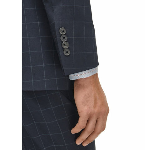 Translation missing: en.B by Brooks Brothers Mens Classic-Fit Windowpane Suit Jacket Wool Blend Navy-40R