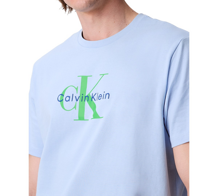 Translation missing: en.Calvin Klein Men's Relaxed-Fit Logo T-Shirt - Chambray Blue-Size Medium