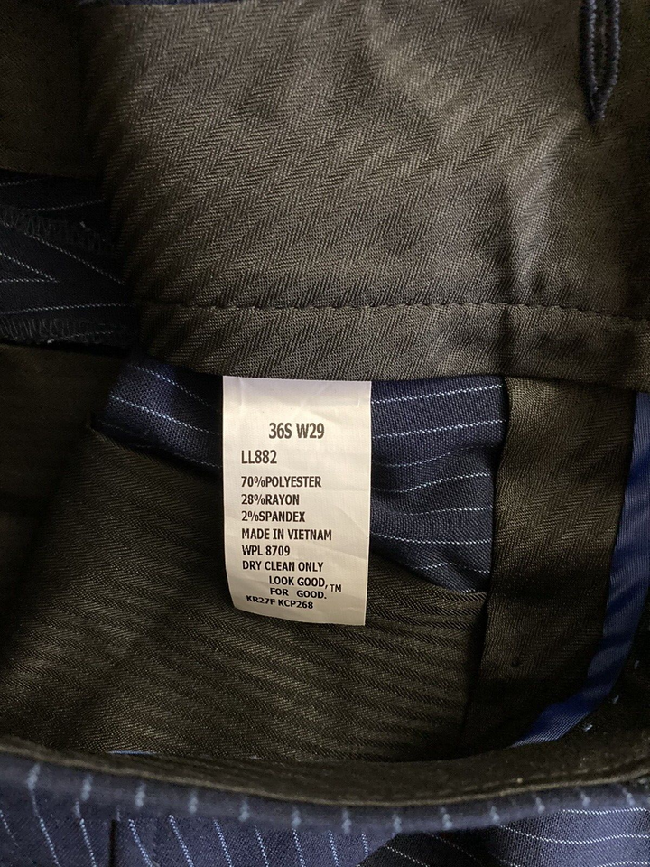 Translation missing: en.Kenneth Cole Reaction Techni Cole Men's Slim-Fit Striped Dress Pants Navy-29/32