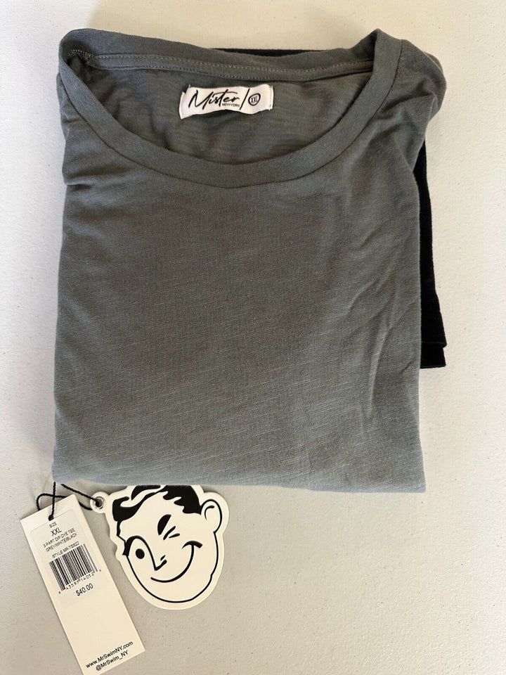 Translation missing: en.Mister NY Men's Cotton 3 Part Dip Dye T-Shirt Grey/White/Black-Small
