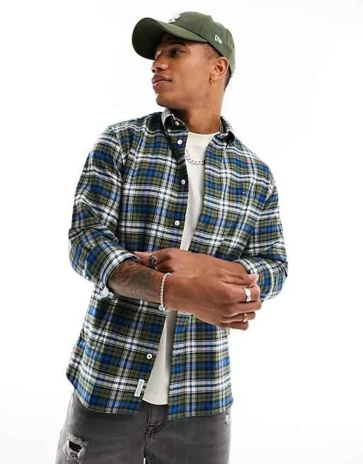 Translation missing: en.Tommy Hilfiger Regular-Fit Brushed Plaid Shirt - Putting Green / Multi-Small