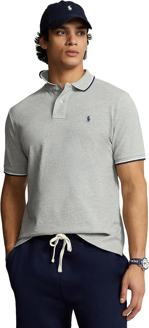 Translation missing: en.Polo Ralph Lauren Mens Polo Shirt Andover Heather Gray Classic-Fit Mesh-Medium