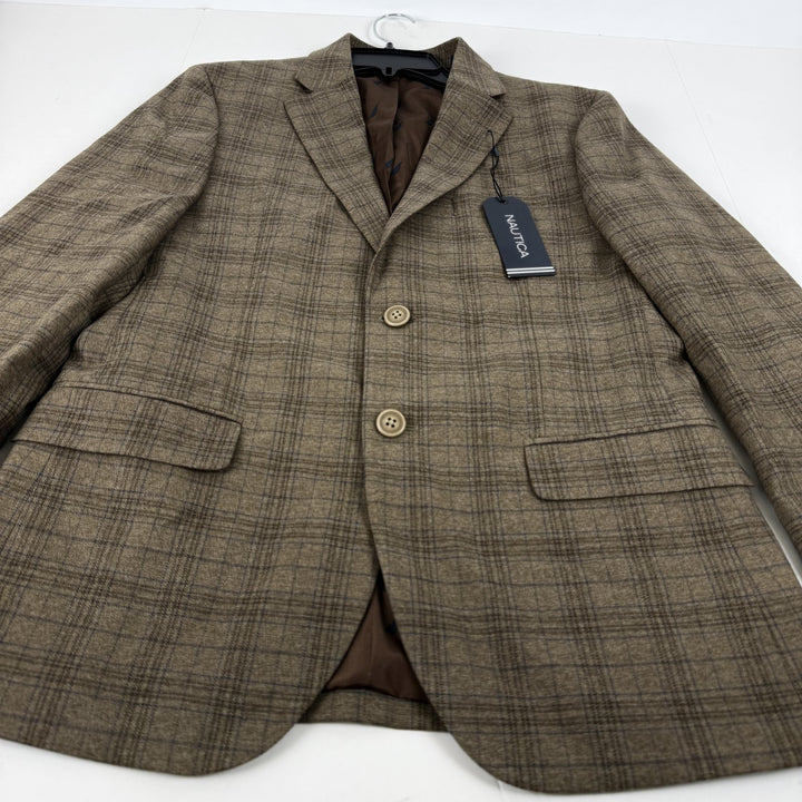 Translation missing: en.Nautica Men's Modern-Fit Branford Plaid Sport Coat Brown Blue Plaid-36S