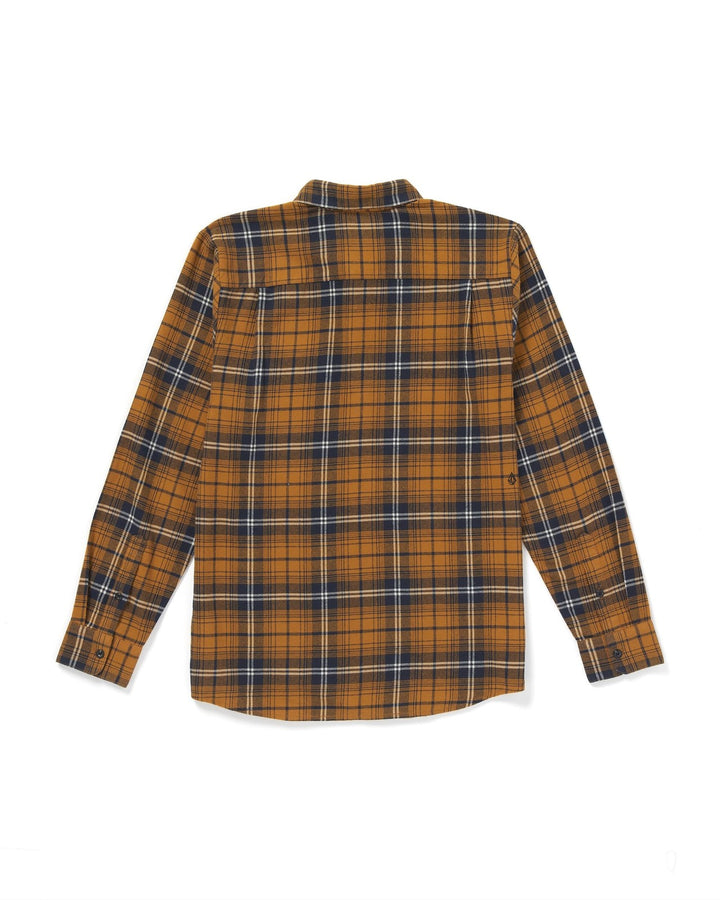Translation missing: en.Volcom Men's Caden Plaid Classic Fit Flannel Shirt Chestnut Brown, Large