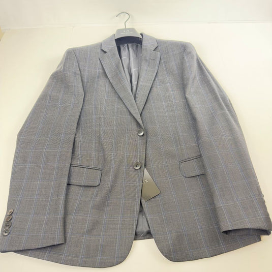 Translation missing: en.AX Armani Exchange Men's Modern-Fit Wool Plaid Blazer in Grey/Blue-38R