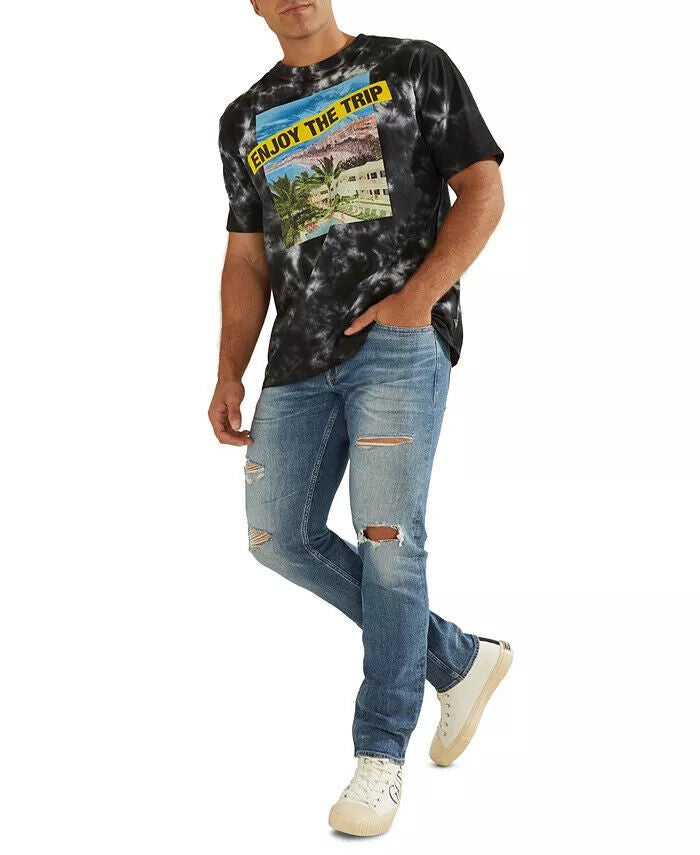 Translation missing: en.Guess Men's Organic Cotton Enjoy The Trip Graphic Tie-Dye T-Shirt Jet Black-XL
