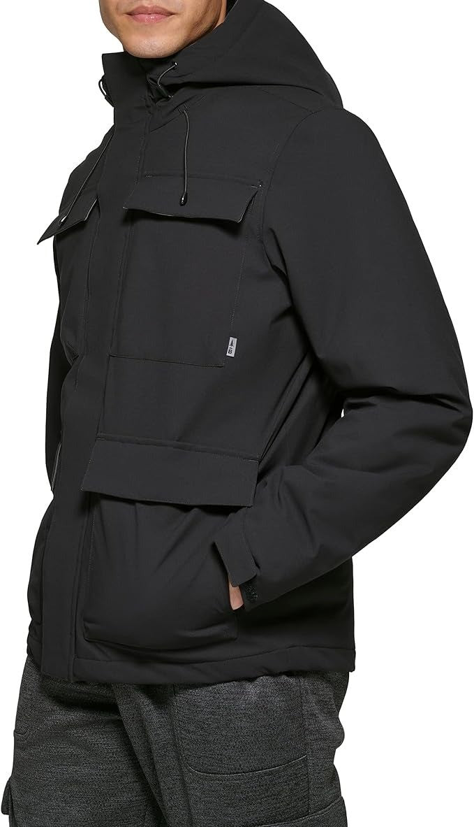 Translation missing: en.Bass Outdoor Men's Storm Rider Hooded Tech Utility Jacket Black-2XL