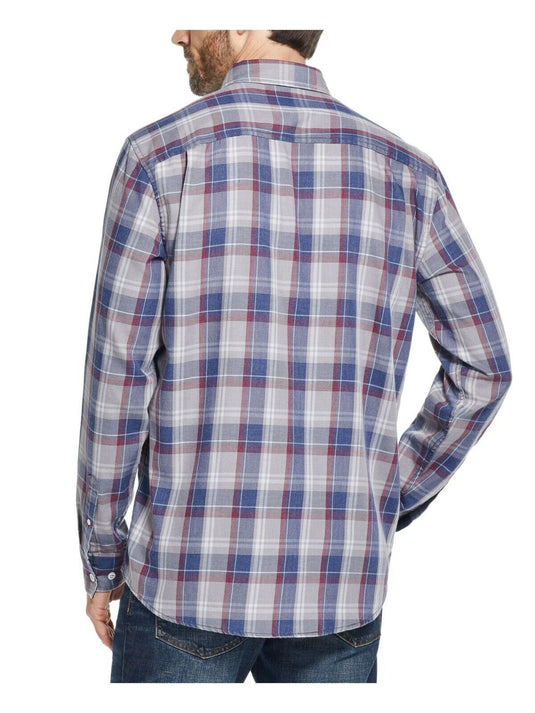Translation missing: en.Weatherproof Vintage Men's Burnout Flannel Shirt Patriot Blue-Size Small