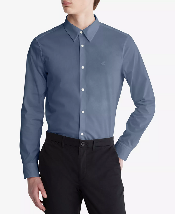 Translation missing: en.Calvin Klein Men's Slim-Fit Refined Button-Down Shirt Infinity Blue-XL