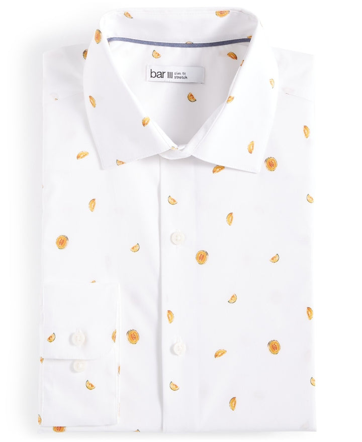 Translation missing: en.Bar III Dress Shirt Men's S 14-14.5 32/33 Multi Slim-Fit Melon Print Stretch