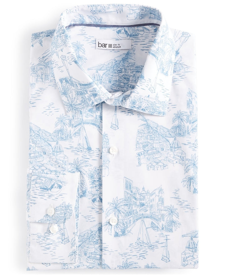 Translation missing: en.Bar III Dress Shirt Men's S 14-14.5 32/33 Multi Slim-Fit Amalfi Scenic Stretch