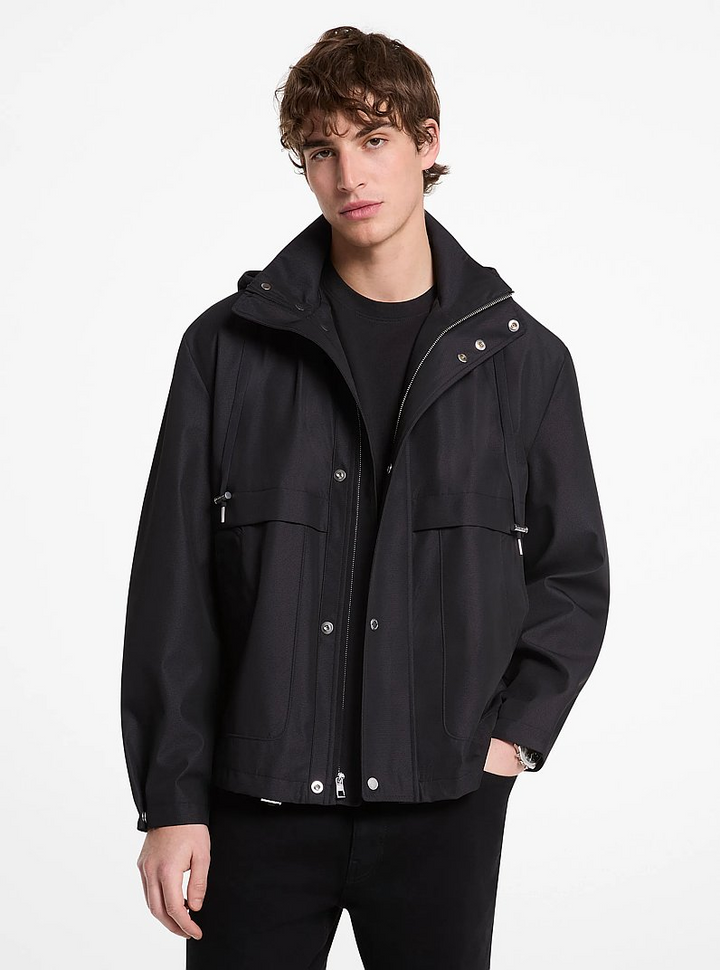 Translation missing: en.Michael Kors Men's Drawstring Hooded Windbreaker Water Resist Jacket Black-2XL