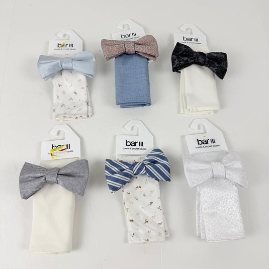 Translation missing: en.Bar III Men's Textured Bow Tie &amp; Pocket Square Set Wedding Formal Volume Pricing