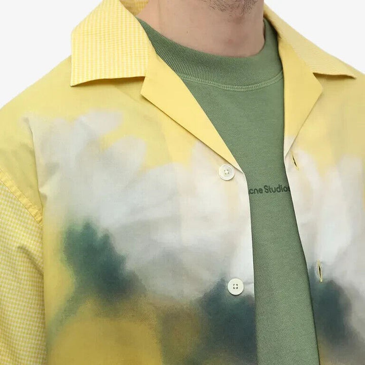 Translation missing: en.Kenzo Men's Cotton Floral Print Regular Fit Button Down Camp Shirt Lemon-Small