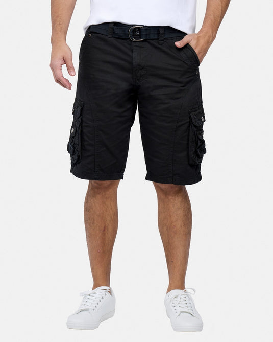 Translation missing: en.X RAY Men's Belted Cargo Shorts 12 Inseam With Snap Detail All Cotton Black-48W