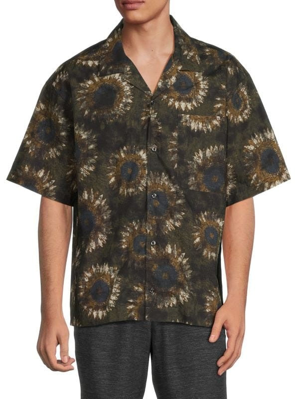 Translation missing: en.Hugo Men's Egeeno Oversized Sunflower Camp Shirt in Open Green-Large