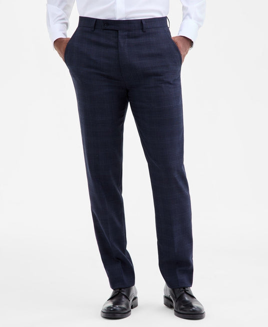 Translation missing: en.Calvin Klein Men's Jace Slim-Fit Wool-Blend Suit Pants Blue Check-34x32