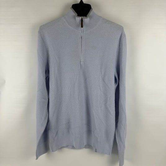 Translation missing: en.The Men's Store Cotton Birdseye Regular Fit Half Zip Mock Neck Sweater Blue-Med
