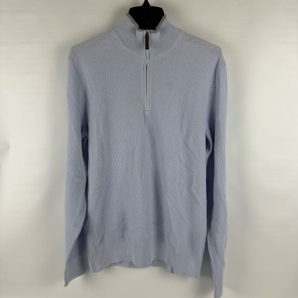 Translation missing: en.The Men's Store Cotton Birdseye Regular Fit Half Zip Mock Neck Sweater Blue-Med