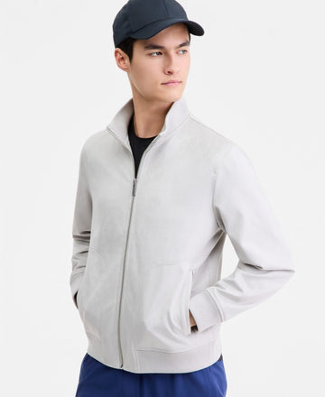 Translation missing: en.Alfani Men's Faux-Suede Bomber Jacket Bleached Oak-Size Large