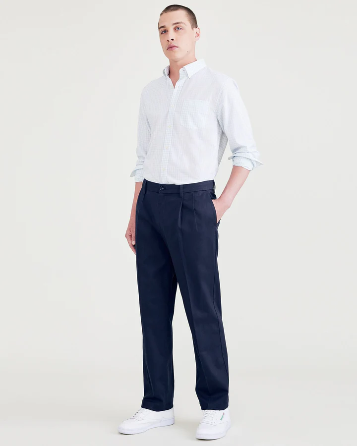 Translation missing: en.Dockers Signature Khaki Pants Navy 33x30 Classic Fit Stain Defender Pleated