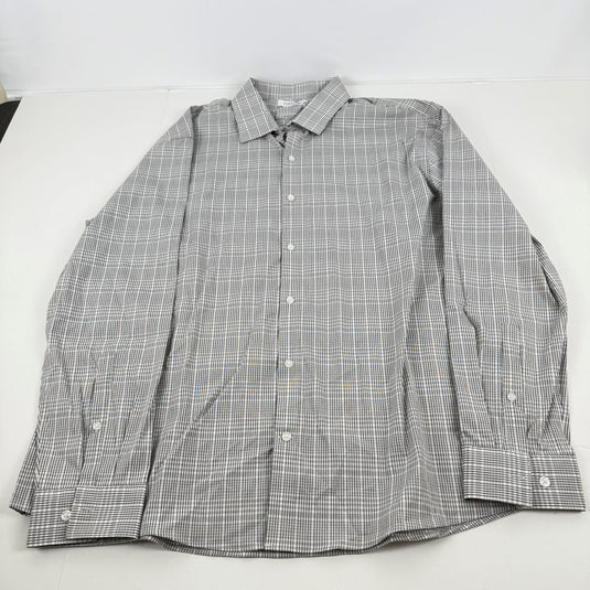 Translation missing: en.Calvin Klein Mens Extra Slim Fit Stretch Dress Shirt Black Multi-XL17-17.5 34/35