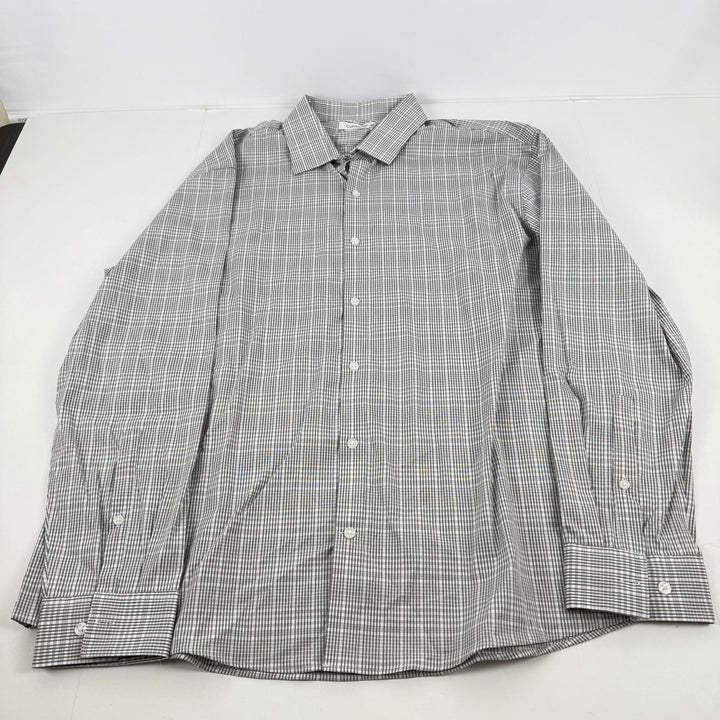 Translation missing: en.Calvin Klein Mens Extra Slim Fit Stretch Dress Shirt Black Multi-XL17-17.5 34/35