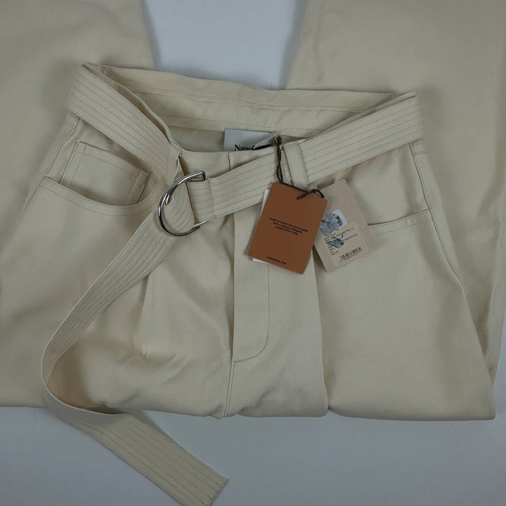 Translation missing: en.Nanushka Men's Ferre Structured Twill  Belted Pants Creme-Small 30W