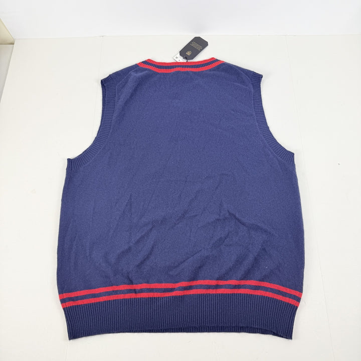 Translation missing: en.Club Room Luxury Men's Reg-Fit 100% Cashmere V-Neck Sweater Vest Navy Red-XL