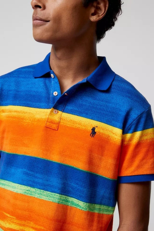 Translation missing: en.Polo Ralph Lauren Mens Spa Striped Terry Polo Shirt in Electric Stripe