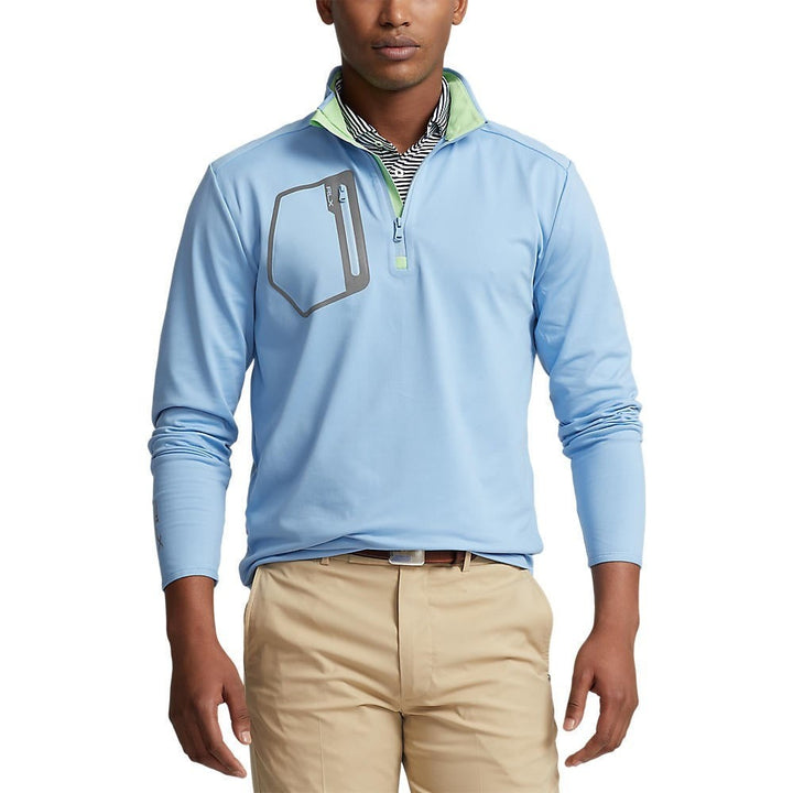 Translation missing: en.RLX Ralph Lauren Men's Classic Fit Half Zip Jersey Pullover Blue Lagoon-2XL