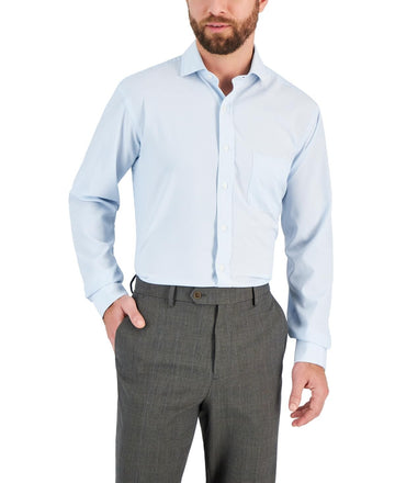 Translation missing: en.Club Room Men's Regular Fit Traveler Fine Stripe Dress Shirt Lt Blue-16 32/33