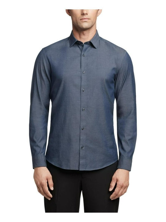 Translation missing: en.Calvin Klein Men's Washed Denim Stretch Slim Fit Dress Shirt Dark Denim-16 32/33