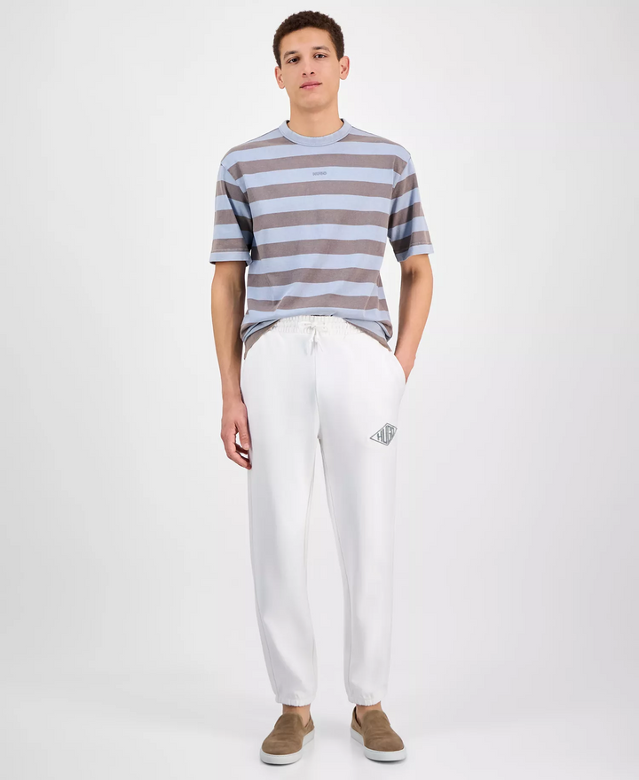 Translation missing: en.Hugo Boss Men's Dacusi Relaxed-Fit Logo Embroidered Joggers Natural White-2XL