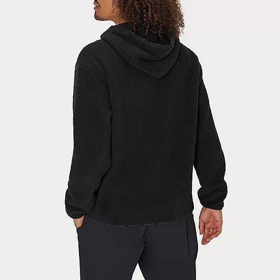 Translation missing: en.Champion Solid Faux-Shearling Pullover Hoodie in Black-Size Large